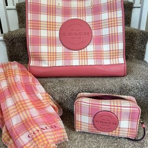 Coach Tote, Matching Makeup Bag and Scarf